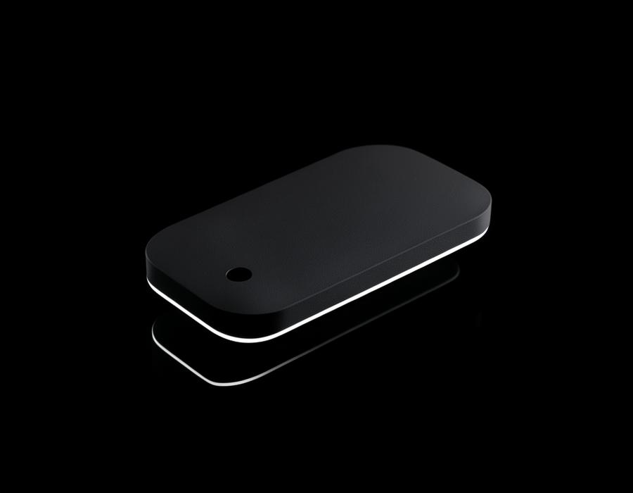 Matte black smart hardware device with a glowing edge